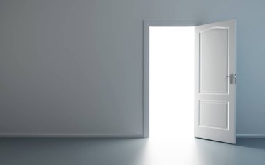 Beyaz açık kapı ile Oda içinde gelen ışık