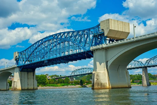 Markt Street Bridge John Ross Brug Chattanooga Tennessee Met Gerestaureerde — Stockfoto