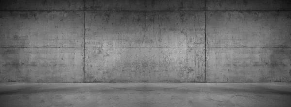 Parede Concreto Interior Com Piso Panorâmica Textura Fundo — Fotografia de Stock