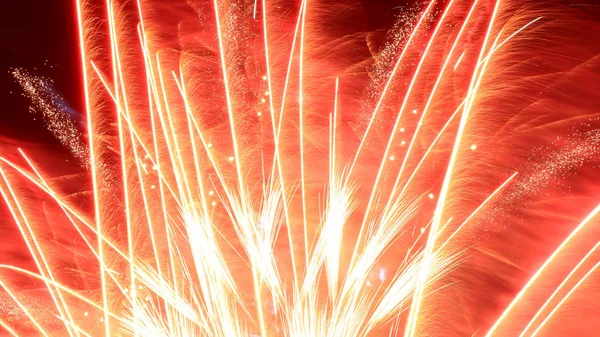 Havai fişekler. Güzel bir gece gökyüzü arka plan üzerinde renkli havai fişek gösterimi.