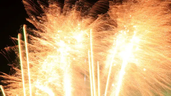 Feuerwerk Schöne Darstellung Von Bunten Feuerwerk Auf Einem Nachthimmel Hintergrund — Stockfoto