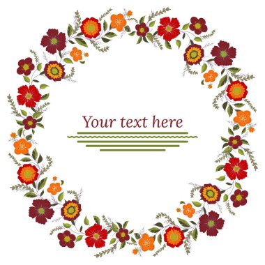 Çiçek çelenk. Metin için yer ile çiçek çelenk