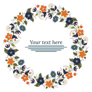 Çiçek çelenk. Metin için yer ile çiçek çelenk