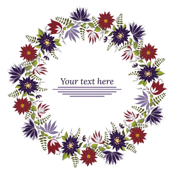 Цветочные Гирлянды Цветочный Венок Местом Текста — стоковый вектор