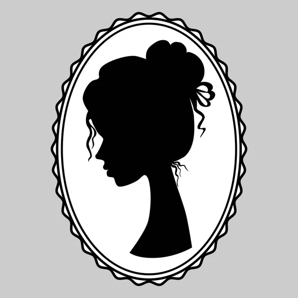 Beautiful Young Girl Side View Silhouette Beautiful Princess Vintage Hairstyle — Stock Vector