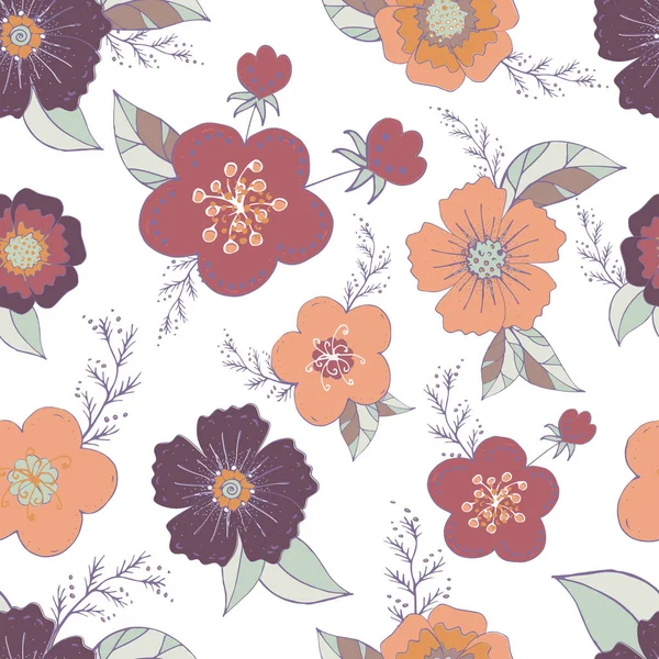 Nahtlose Muster Mit Pastellfarbenen Blumen Romantische Elemente Endlose Farbe Florale — Stockvektor