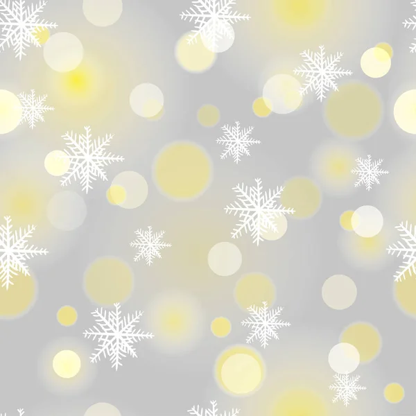 Copos Nieve Sin Costuras Fondo Con Boke Patrón Copo Nieve — Vector de stock