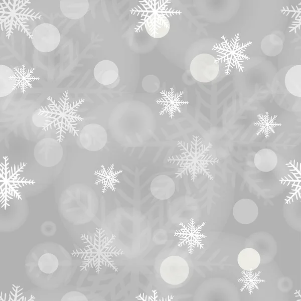 Copos Nieve Sin Costuras Fondo Con Boke Patrón Copo Nieve — Vector de stock