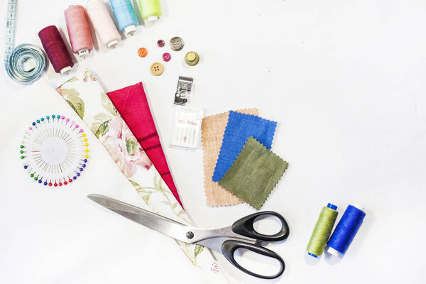 Set of objects for needlework. The composition of elements for sewing