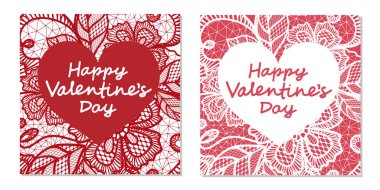 Çiçek dantel ve sınır ile zarif kartı Sevgililer günü. Sevgililer günü kartı güzel kalpli