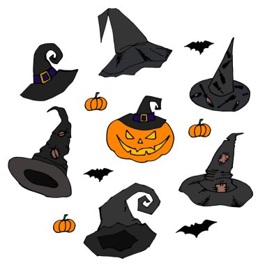 Cadılar Bayramı nesneleri kümesi. Cadı Şapkası