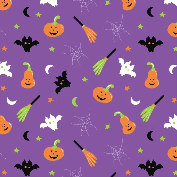 Patrones Divertidos Halloween Con Elementos — Vector de stock