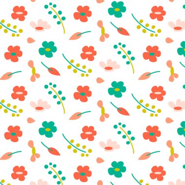 Sevimli çiçek desenli. Motifler rastgele dağılmış. Moda parmak izi zarif şablonu. 
