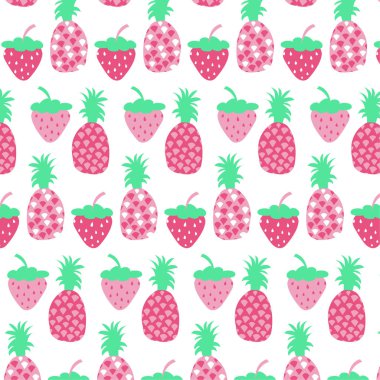 Yaz taze meyve arka plan yazdırma. Şirin arka plan. Parlak yaz meyve illüstrasyon. Kumaş ve dekor tasarım meyve karışımı.