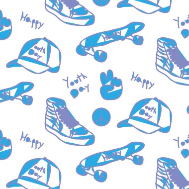 Genç gün desen kapaklar, scooter ve tenis.