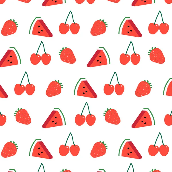 Summer Fresh Fruit Print Background Cute Vector Background Bright Summer — Stock Vector