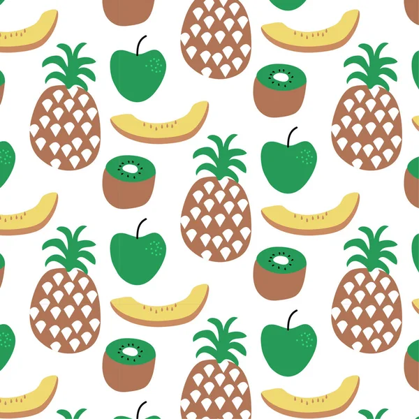 Summer Fresh Fruit Print Background Cute Background Bright Summer Fruits — Stock Vector