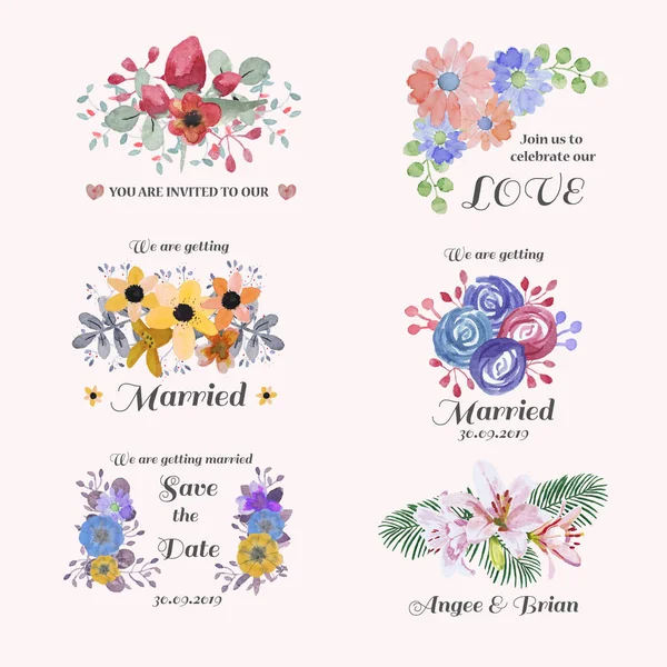 Bonito Convite Casamento Floral —  Vetores de Stock