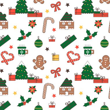 Elemanları ile Seamless Noel modeli