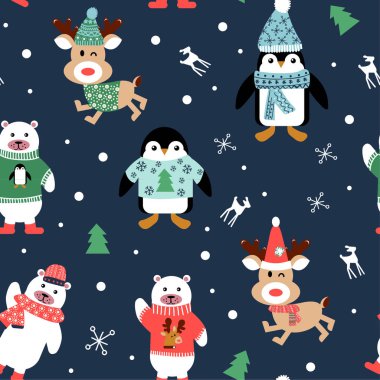 Elemanları ile Seamless Noel modeli