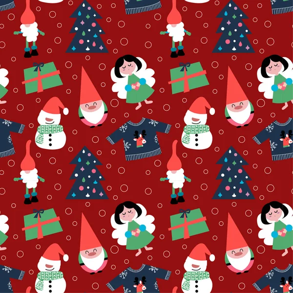 要素とシームレスなクリスマスのパターン — ストックベクタ