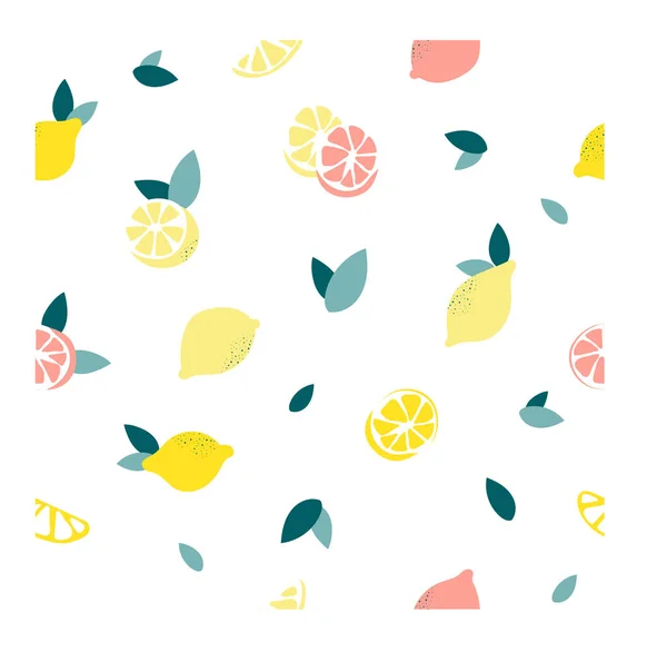 Seamless Background Various Tropical Fruits White Vector Fruit Pattern Vector — Stock Vector