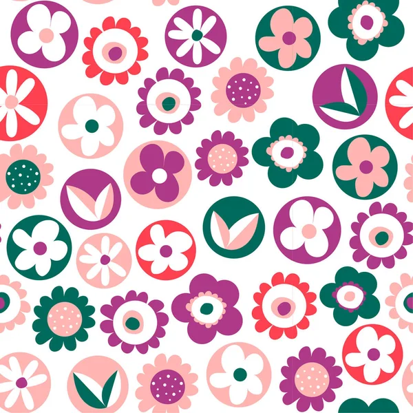 Seamless background with flowers on white. Vector flowers pattern. - Vector