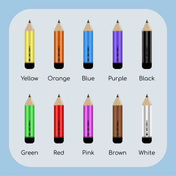 Barvitá Sbírka Karet Jejich Jména Barevným Obrázkem Pro Předškolní Děti — Stockový vektor