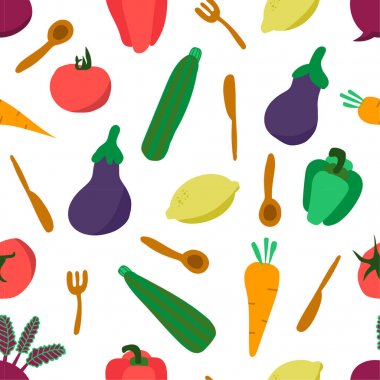 Beyaz çeşitli tropikal meyve ile Dikişsiz arka plan. Vektör meyve deseni. - Vektör