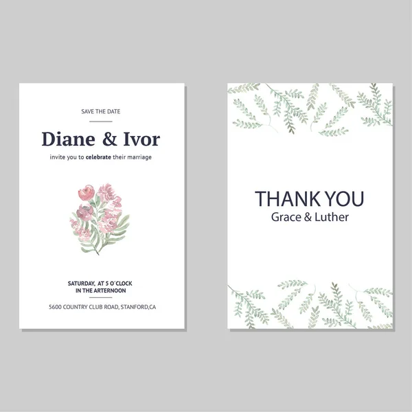 Elegante Convite Casamento Floral — Vetor de Stock