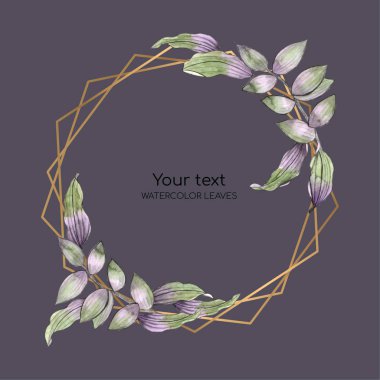 Suluboya ile zarif çokgen çerçeve