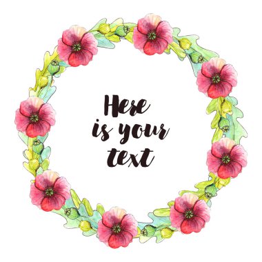 Haşhaş ile yuvarlak çelenk