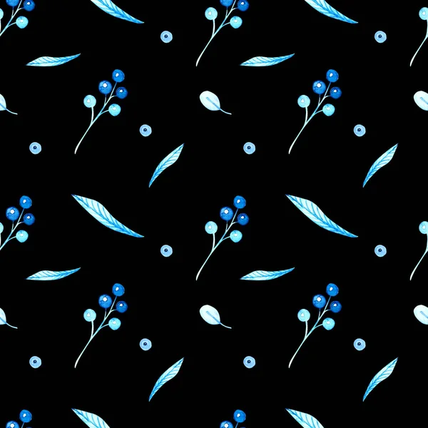 Aquarellmuster Mit Aquarellzweigen Blättern Und Blüten Auf Farbigem Hintergrund Gut — Stockfoto