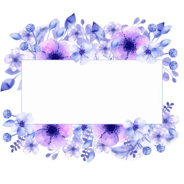 Çerçeve etrafında suluboya çiçekler.