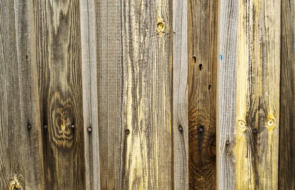 Brązowa drewniana faktura starego drewna z sękami, deski. — Zdjęcie stockowe