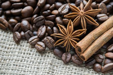 ANIS ve kahve fasulye yakınındaki cinammon