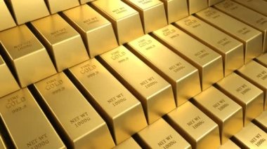 Altın külçelerini 3D arka plan döngü v2 taşıma