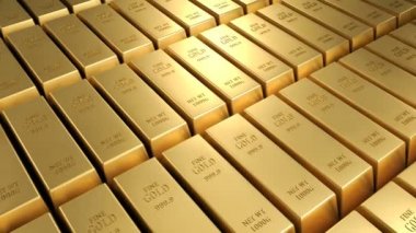 Altın külçelerini 3D arka plan döngü hareket