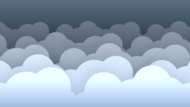 Σύννεφα Επίπεδη Στυλ Παράλλαξη Φόντο Βρόχο — Αρχείο Βίντεο