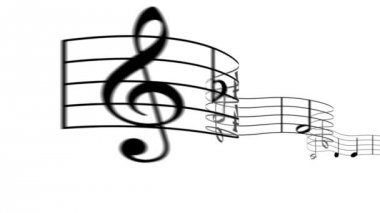 3D dalgalı siyah müzikal puan edinildi beyaz bir arka plan üzerinde kaydırma