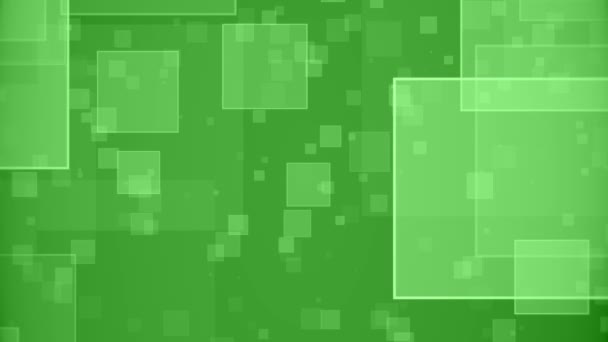 Horizontally Moving Green Transparent Squares Background Loop — Stock Video