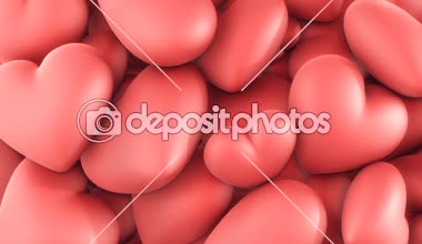 3D döndürme kalpleri arka plan pembe