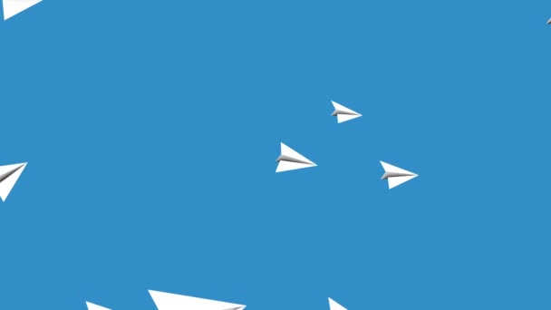 Flying Paper Airplanes Animated Background Loop — Stock Video