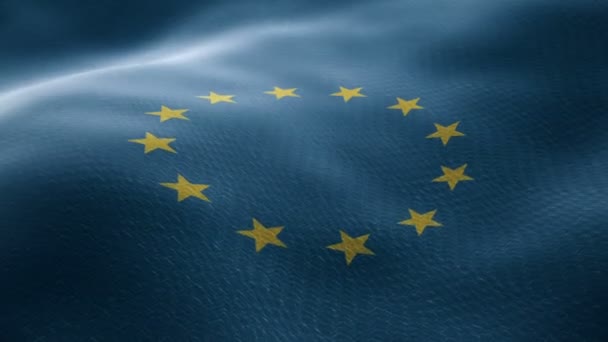 Closeup Waving European Flag Looping — Stock Video