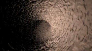 Bir karanlık kayalık tünel döngü içinde uçan kamera