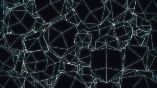 Solides Géométriques Tombants Formés Par Fond Lignes Bleues — Video