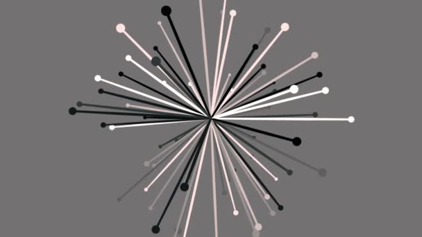 Cirkel Och Strålar Långsamt Roterande Brast Monokrom Bakgrund — Stockvideo