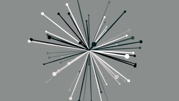 Cirkel Och Strålar Långsamt Roterande Brast Monokrom Bakgrund — Stockvideo