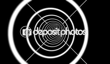 Siyah tünel döngü üzerinde Optik beyaz daireler