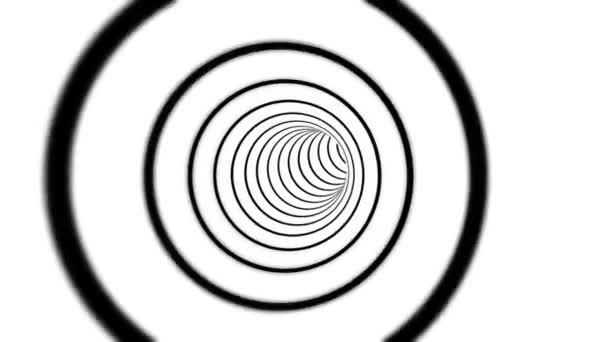 Optische Zwarte Cirkels Witte Tunnel Lus — Stockvideo